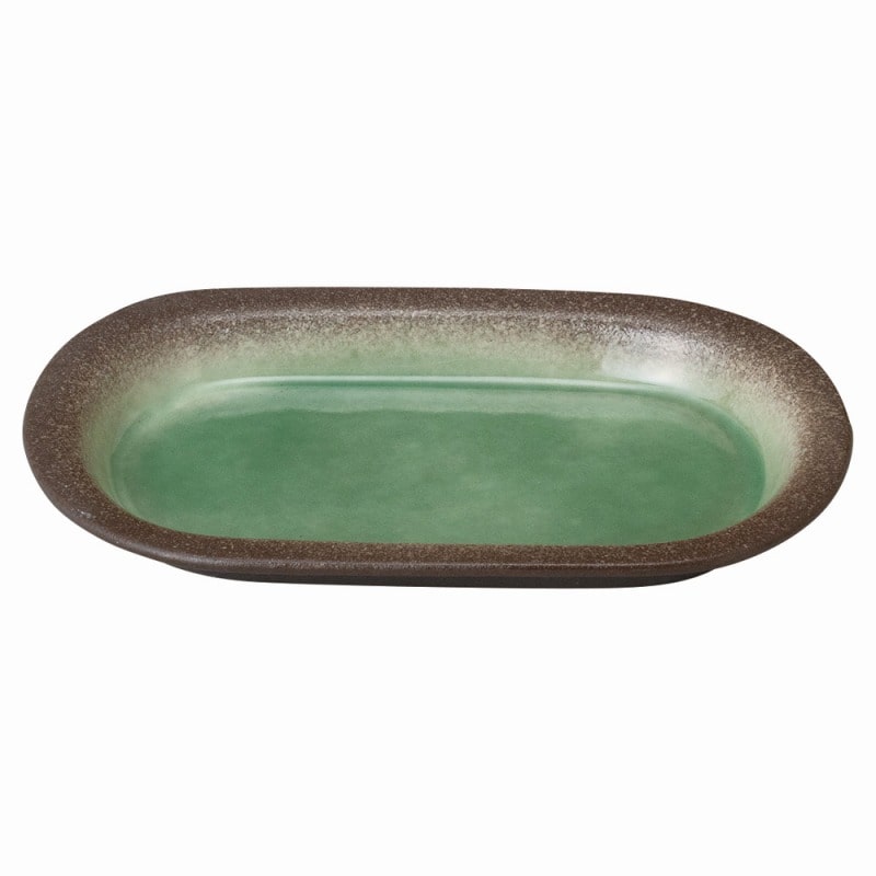 金正陶器 強化 伊賀ヒスイ (リム付)7.0小判皿 1個(ご注文単位1個)【直送品】