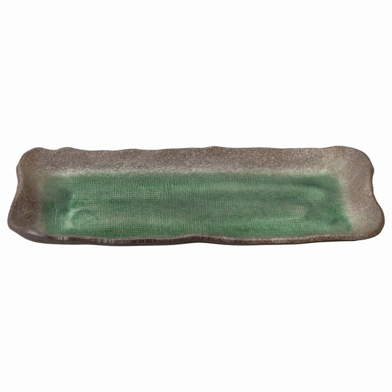 金正陶器 強化 伊賀ヒスイ 長角かに盛皿 1個(ご注文単位1個)【直送品】