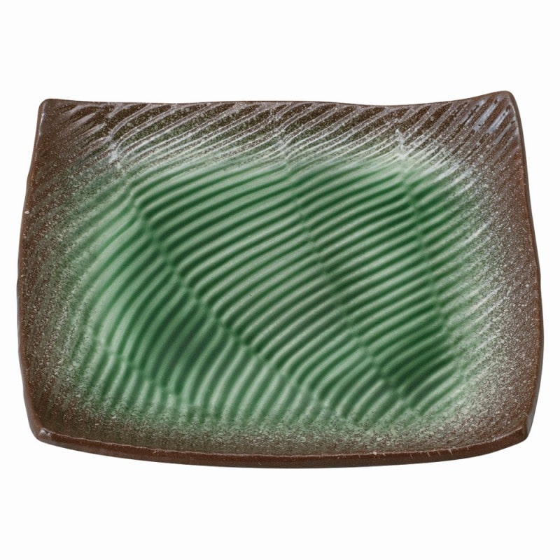 金正陶器 強化 伊賀ヒスイ (波彫)四角皿 1個(ご注文単位1個)【直送品】