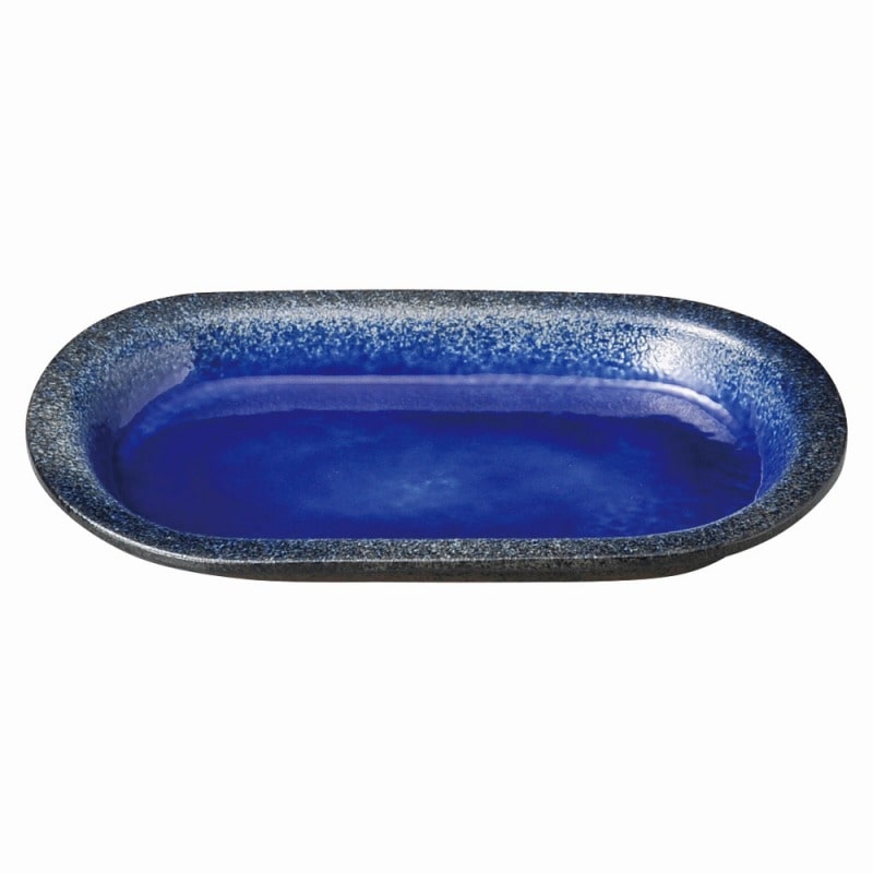 金正陶器 強化 伊賀るり釉 (リム付)7.0小判皿 1個(ご注文単位1個)【直送品】