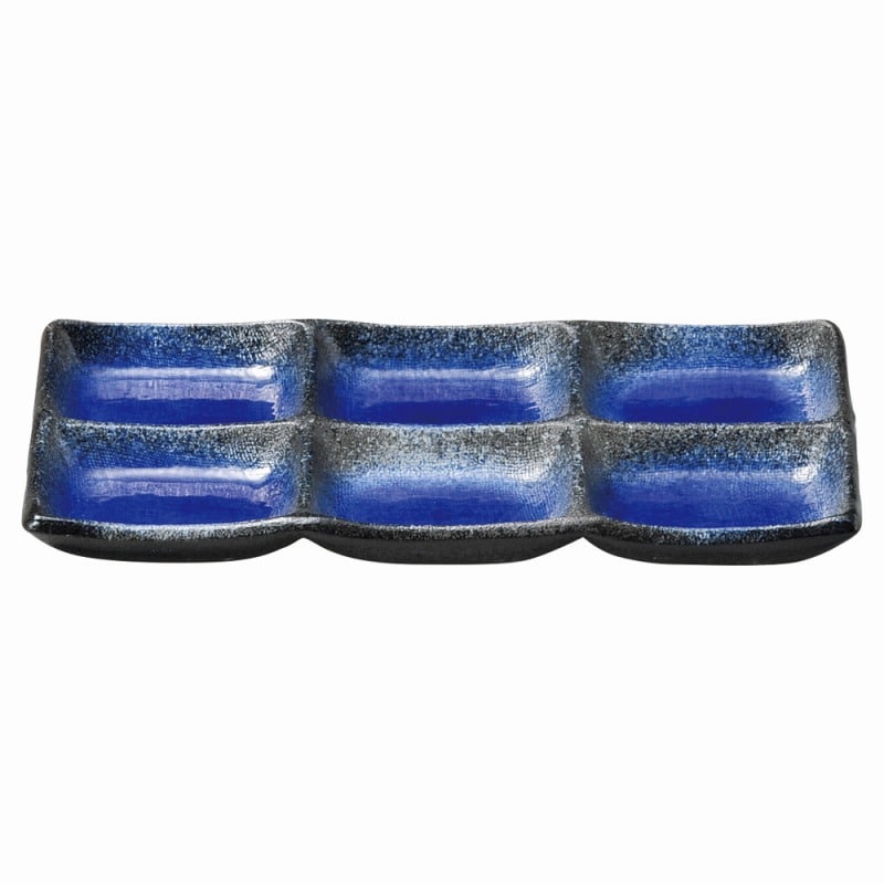 金正陶器 強化 伊賀るり釉 長角六つ仕切皿 1個(ご注文単位1個)【直送品】