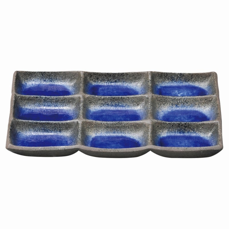 金正陶器 強化 伊賀るり釉 長角九つ仕切皿 1個(ご注文単位1個)【直送品】