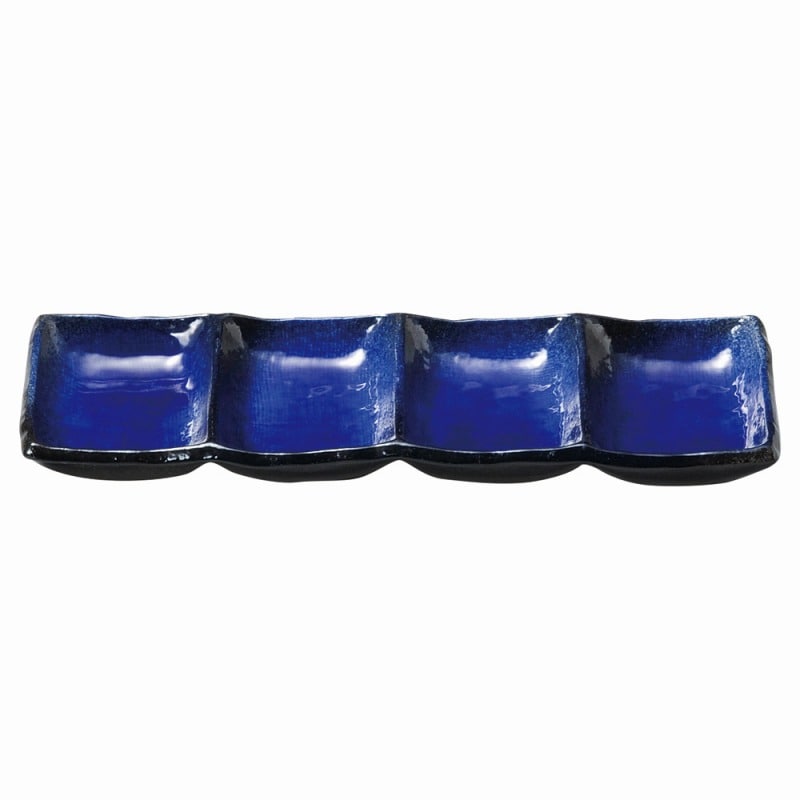 金正陶器 強化 伊賀るり釉 長角四つ仕切皿 1個(ご注文単位1個)【直送品】