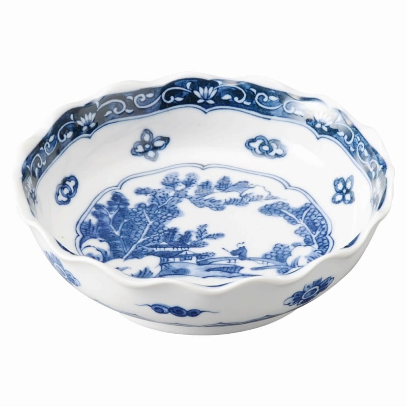 金正陶器 青花（せいか）　山水　波形4.8鉢 1個（ご注文単位1個）【直送品】