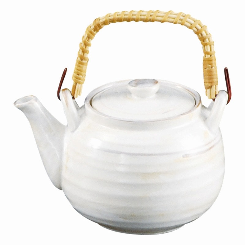 金正陶器 白刷毛目筋 6.0土瓶(中)(カゴ・アミ付) 1個(ご注文単位1個)【直送品】