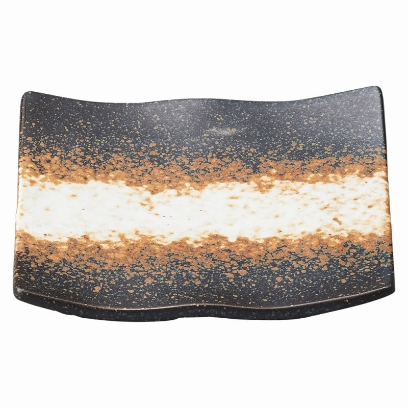 金正陶器 いぶし備前　（浜付）四角皿（小） 1個（ご注文単位1個）【直送品】