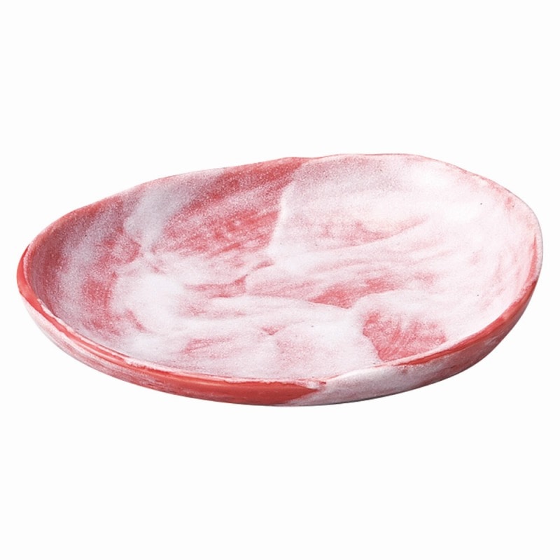 金正陶器 赤楽 4.8楕円皿 1個(ご注文単位1個)【直送品】