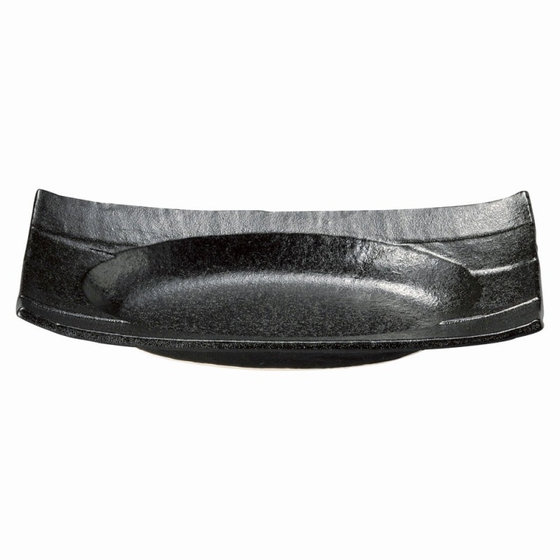 金正陶器 瀬戸黒 10.0寸長角四方楕円鉢 1個(ご注文単位1個)【直送品】