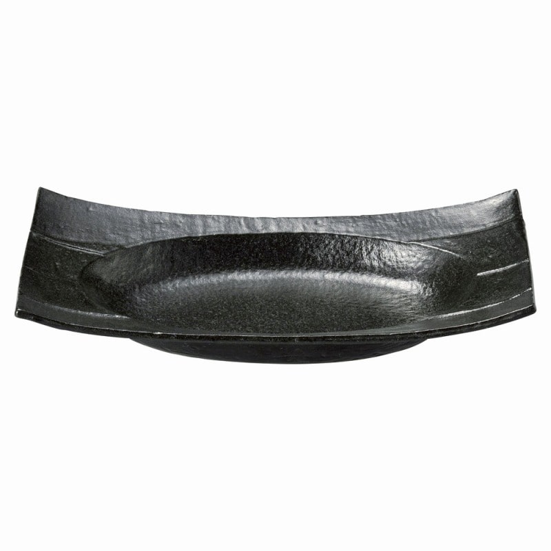 金正陶器 瀬戸黒 12.0寸長角四方楕円鉢 1個(ご注文単位1個)【直送品】