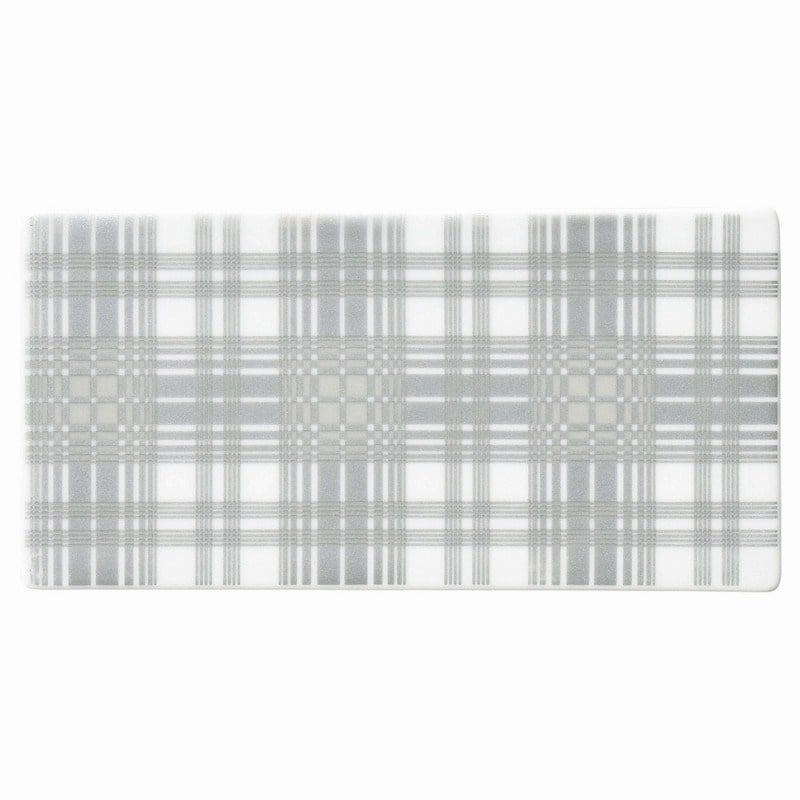 金正陶器 デザートプレート 白磁雲母銀チェック 1個(ご注文単位1個)【直送品】