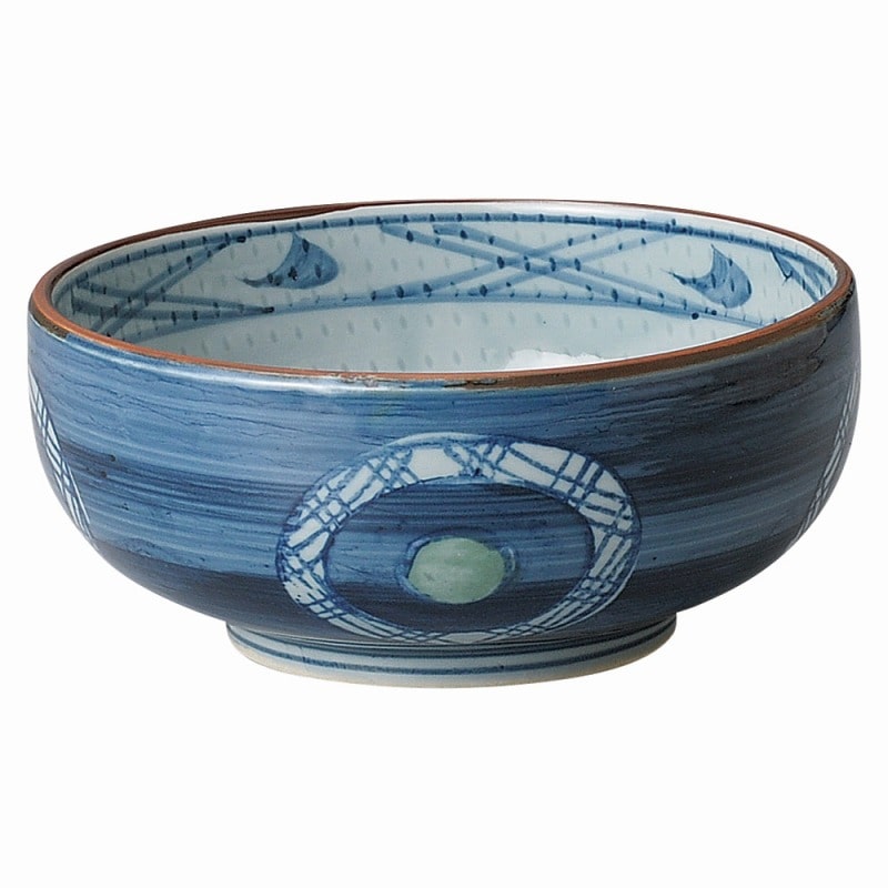 金正陶器 呉須巻グリーン丸紋 浅口6.0ボール 1個(ご注文単位1個)【直送品】