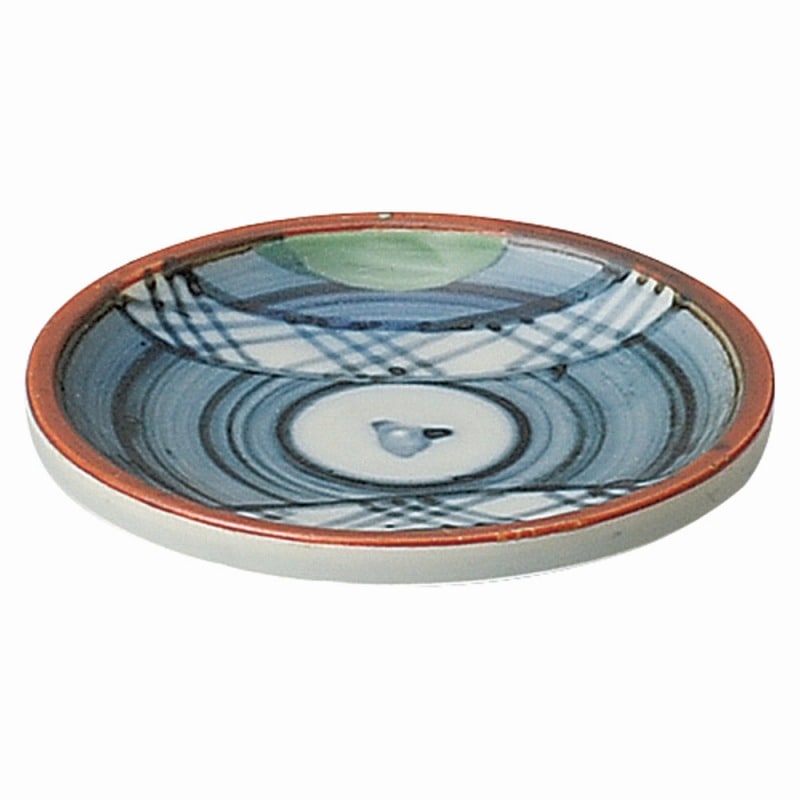 金正陶器 呉須巻グリーン丸紋　やくみ皿 1個（ご注文単位1個）【直送品】