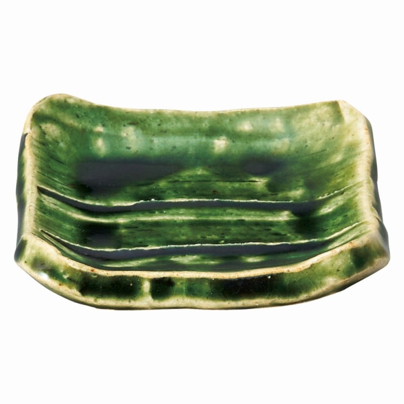 金正陶器 織部三昧 織部しのぎ角小皿 1個(ご注文単位1個)【直送品】