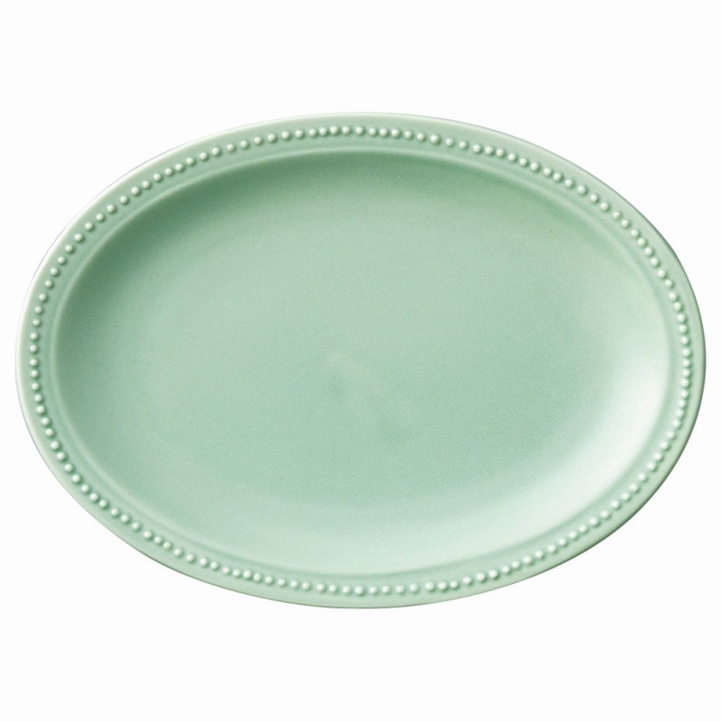 金正陶器 ドットカラー　グリーンリムドット21オーバル 1個（ご注文単位1個）【直送品】