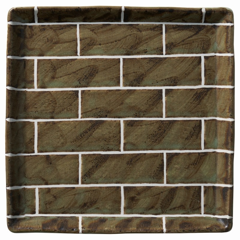 金正陶器 クラフトレンガ 正角8.0皿 茶 1個(ご注文単位1個)【直送品】