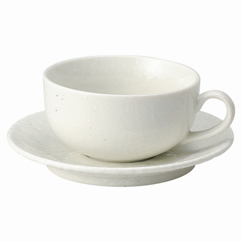 金正陶器 白粉引(黒い斑点) スープ碗と受皿 1個(ご注文単位1個)【直送品】