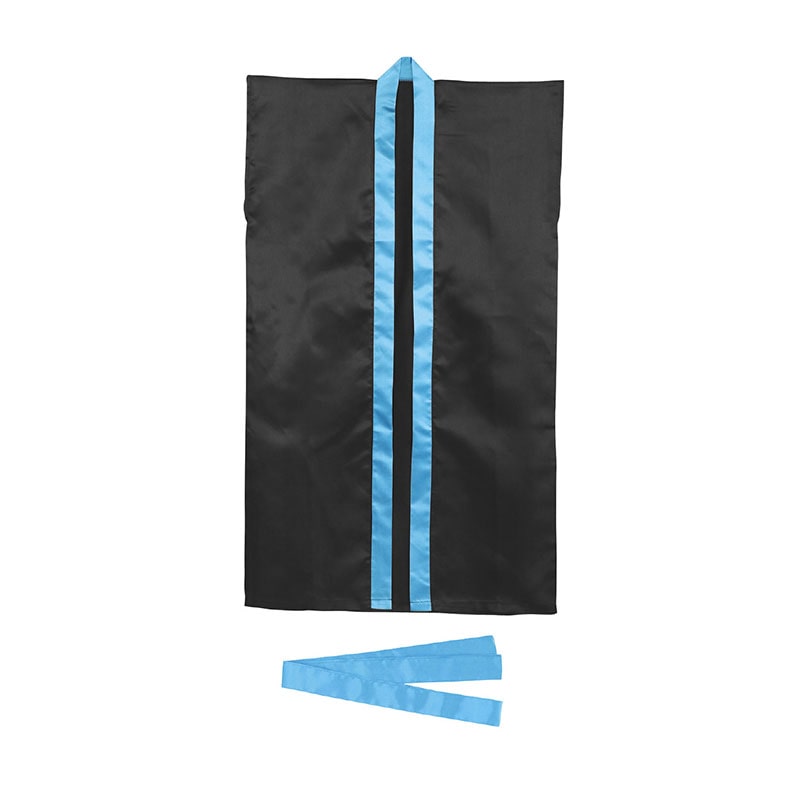 ㈱アーテックサテンロングハッピ黒(青襟)S(ハチマキ付) 1枚(ご注文単位1枚)【直送品】