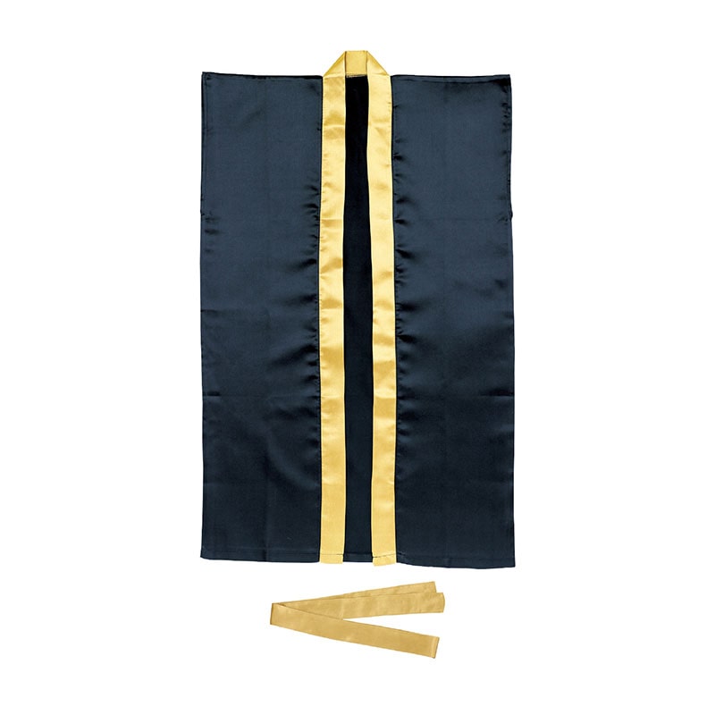 ㈱アーテックサテンロングハッピ黒（襟金）L　ハチマキ金付 1枚（ご注文単位1枚）【直送品】