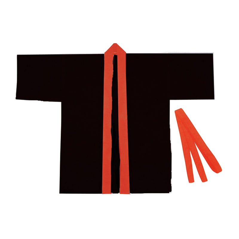 ㈱アーテックカラー不織布ハッピ 大人用 L 黒(赤襟) 1枚(ご注文単位1枚)【直送品】