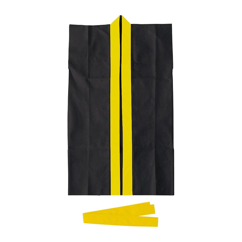 ㈱アーテックロングハッピ不織布 黒(黄襟)J(ハチマキ付) 1枚(ご注文単位1枚)【直送品】