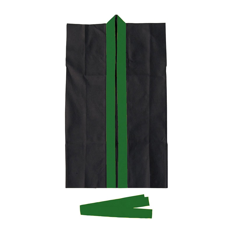 ㈱アーテックロングハッピ不織布 黒(緑襟)J(ハチマキ付) 1枚(ご注文単位1枚)【直送品】