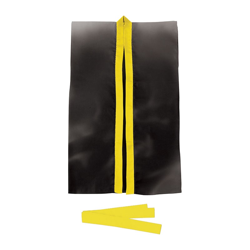 ㈱アーテックサテンロングハッピ 黒(黄襟) J(ハチマキ付) 1枚(ご注文単位1枚)【直送品】