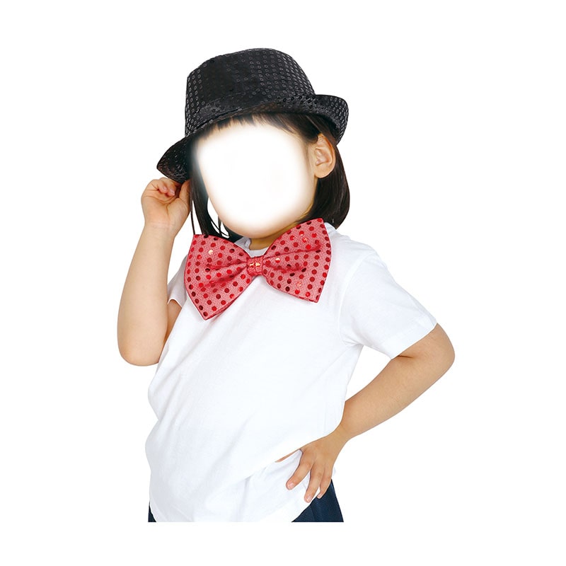 ㈱アーテックコスチュームセット(キラキラ蝶ネクタイ赤・キラキラハット黒) 1セット(ご注文単位1セット)【直送品】