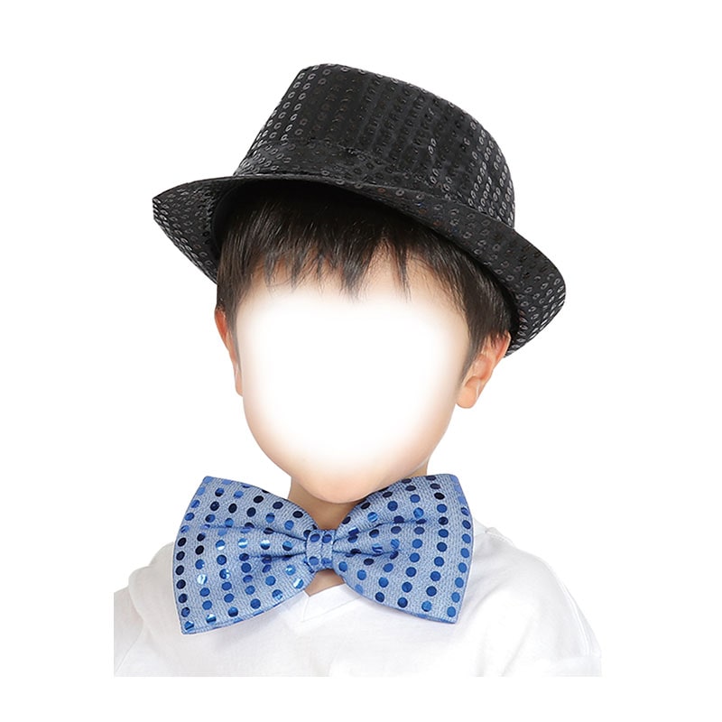 ㈱アーテックコスチュームセット(キラキラ蝶ネクタイ青・キラキラハット黒) 1セット(ご注文単位1セット)【直送品】