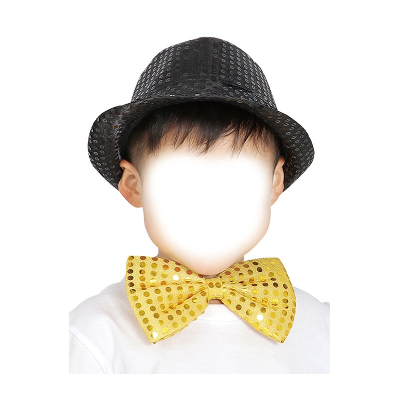 ㈱アーテックコスチュームセット(キラキラ蝶ネクタイ金・キラキラハット黒) 1セット(ご注文単位1セット)【直送品】