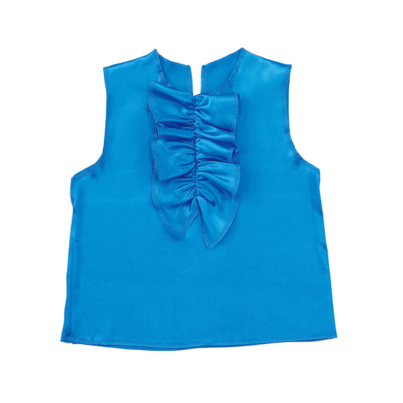 ㈱アーテックソフトサテンシャツ　前フリル　青 1枚（ご注文単位1枚）【直送品】