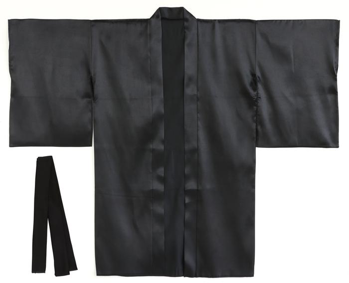 ㈱アーテック ソフトサテンロングハッピ袖付 黒M (ハチマキ付)1枚（ご注文単位1枚）【直送品】