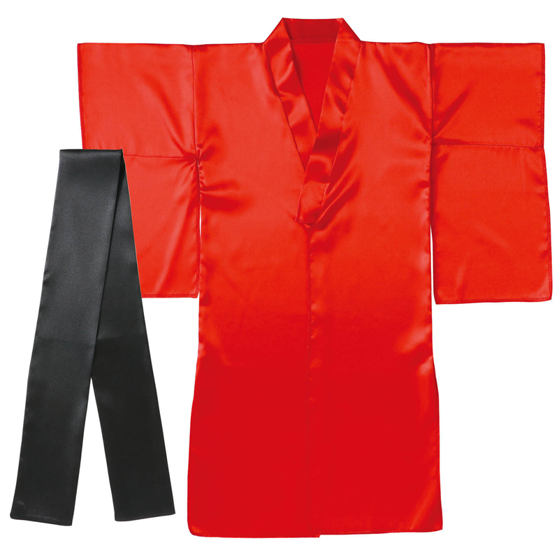 アーテック ソフトサテン 着物(おくみ付) 赤(帯黒) 1個（ご注文単位1個）【直送品】