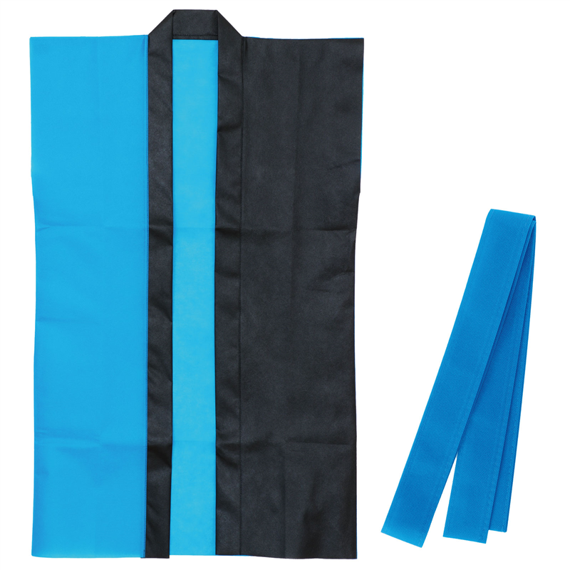 アーテック ロングハッピ不織布 ツートンカラー(帯付) 青 S 1個（ご注文単位1個）【直送品】