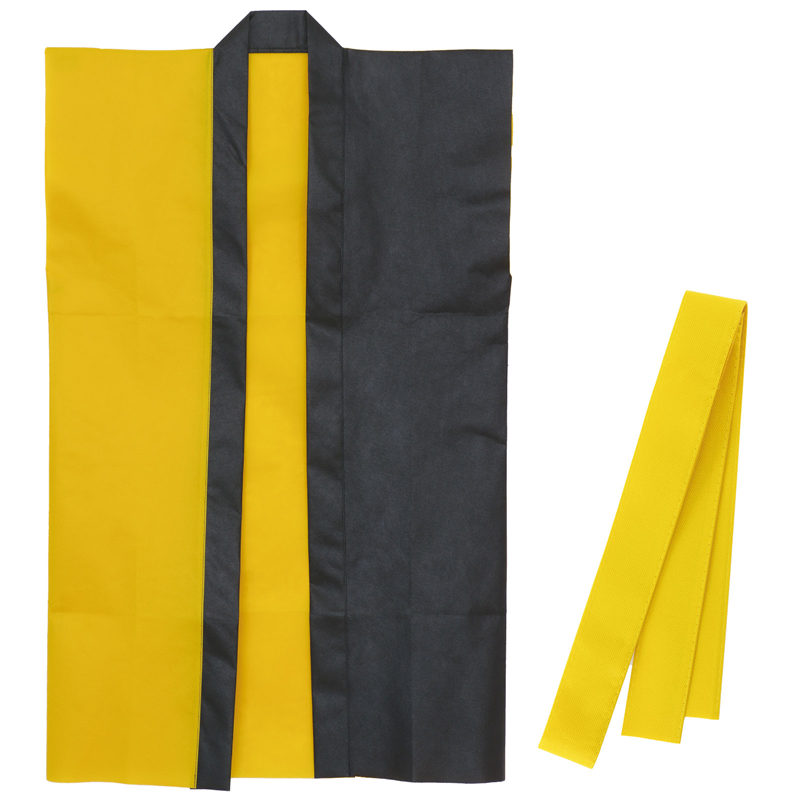 アーテック ロングハッピ不織布 ツートンカラー(帯付) 黄 S 1個（ご注文単位1個）【直送品】