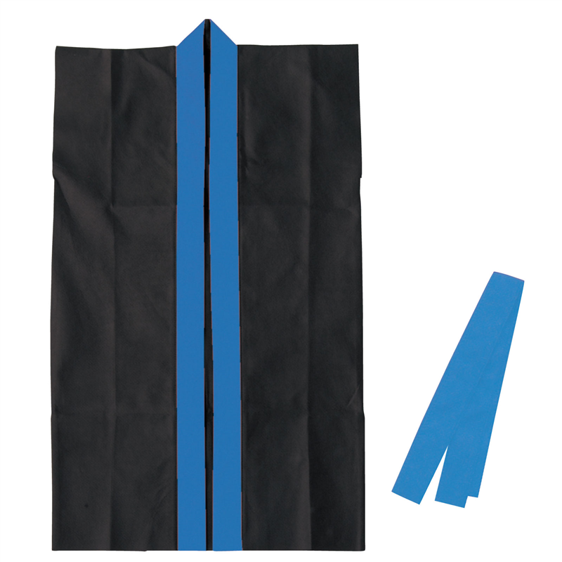 アーテック カラー不織布ロングハッピ(ハチマキ付) 黒(青襟) M 1個（ご注文単位1個）【直送品】