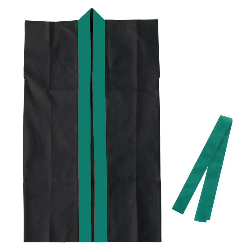 アーテック カラー不織布ロングハッピ(ハチマキ付) 黒(緑襟) M 1個（ご注文単位1個）【直送品】