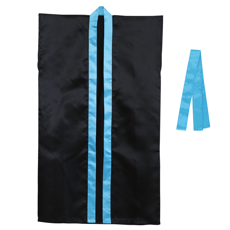 アーテック サテンロングハッピ(ハチマキ付) 黒(襟青) M 1個（ご注文単位1個）【直送品】