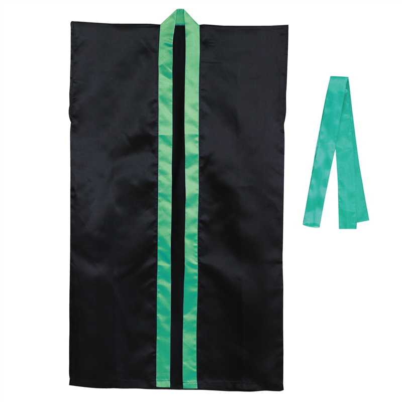 アーテック サテンロングハッピ(ハチマキ付) 黒(襟緑) M 1個（ご注文単位1個）【直送品】