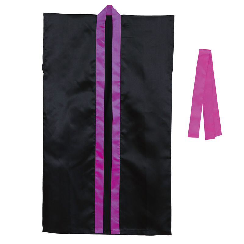 アーテック サテンロングハッピ(ハチマキ付) 黒(襟紫) M 1個（ご注文単位1個）【直送品】