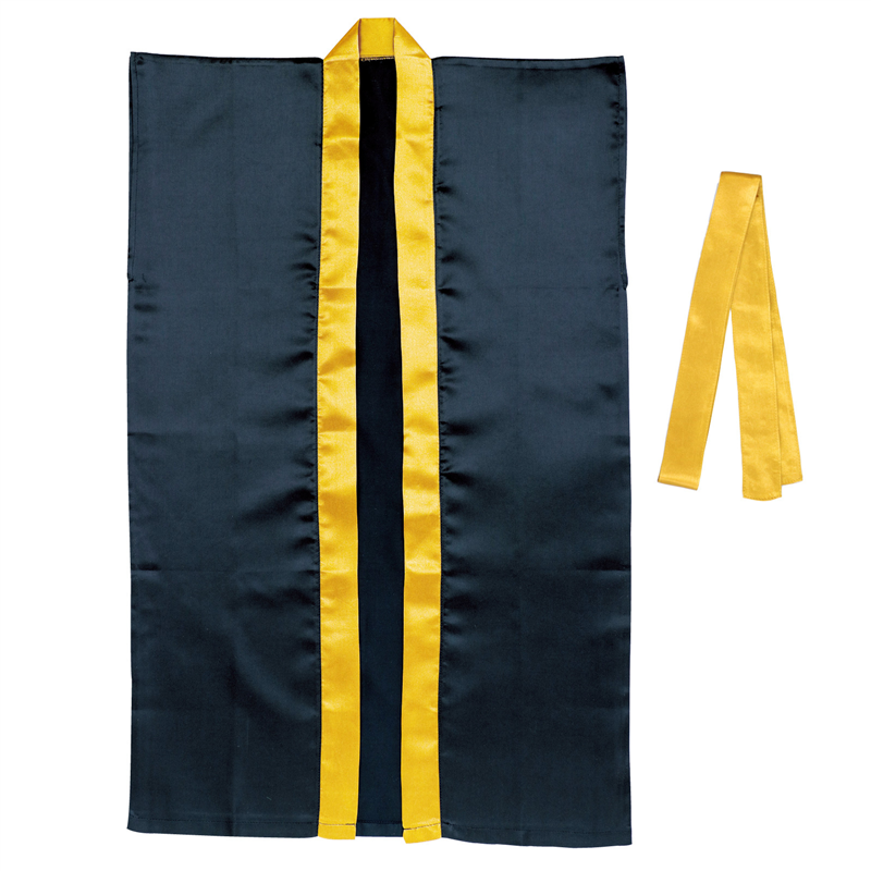 アーテック サテンロングハッピ(ハチマキ付) 黒(襟金) M 1個（ご注文単位1個）【直送品】