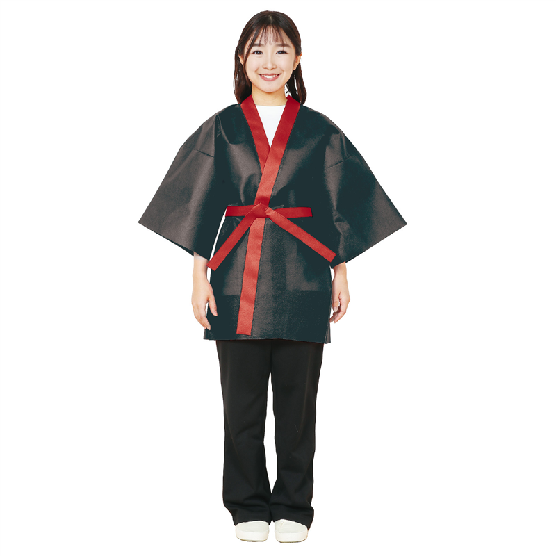 アーテック カラー不織布ハッピ(帯付) 黒(襟赤) M 1個（ご注文単位1個）【直送品】