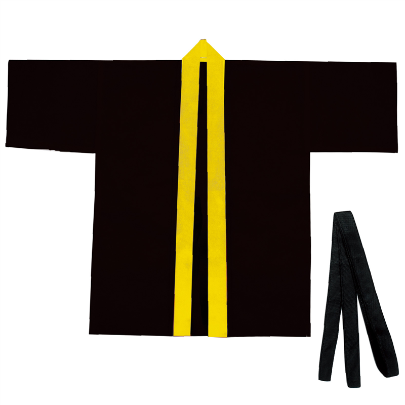 アーテック カラー不織布ハッピ(帯付) 黒(襟黄) M 1個（ご注文単位1個）【直送品】