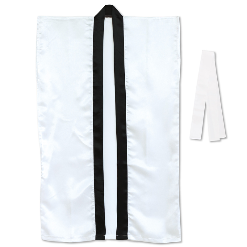 アーテック ソフトサテンロングハッピ(ハチマキ付) 白 M 1個（ご注文単位1個）【直送品】