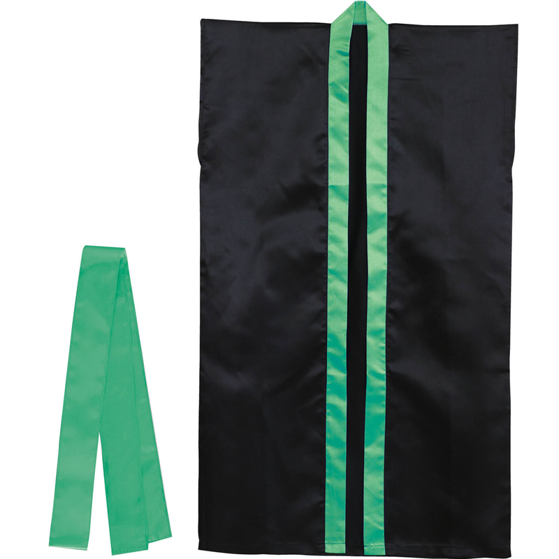 アーテック ソフトサテンロングハッピ(ハチマキ付) 黒(襟緑) J 1個（ご注文単位1個）【直送品】