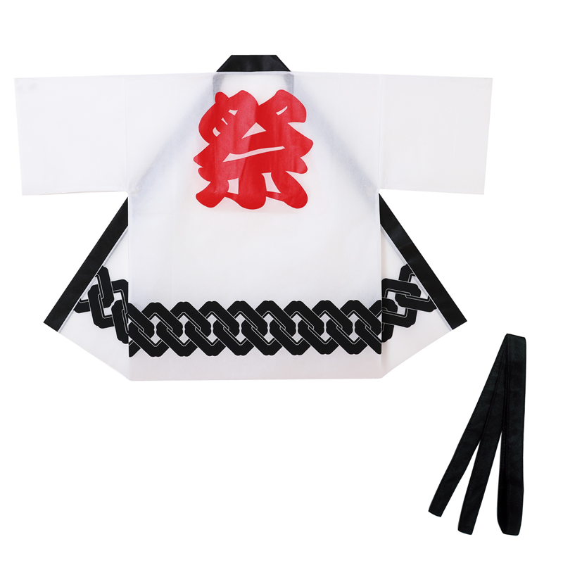 アーテック カラー不織布ハッピ 祭 吉原つなぎ柄 白 L 1個（ご注文単位1個）【直送品】