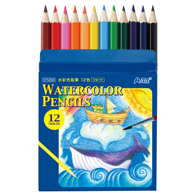 アーテック 水彩色鉛筆 12色ショート 1個（ご注文単位1個）【直送品】