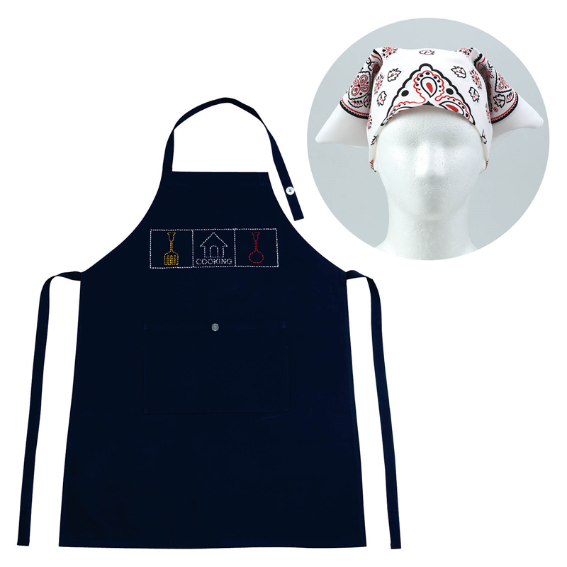 アーテック 基礎縫いエプロン 紺 バンダナ白 （ご注文単位1セット）【直送品】