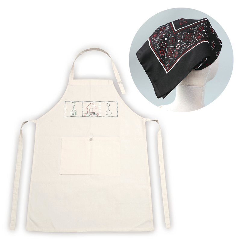 アーテック 基礎縫いエプロン きなり バンダナ黒 （ご注文単位1セット）【直送品】