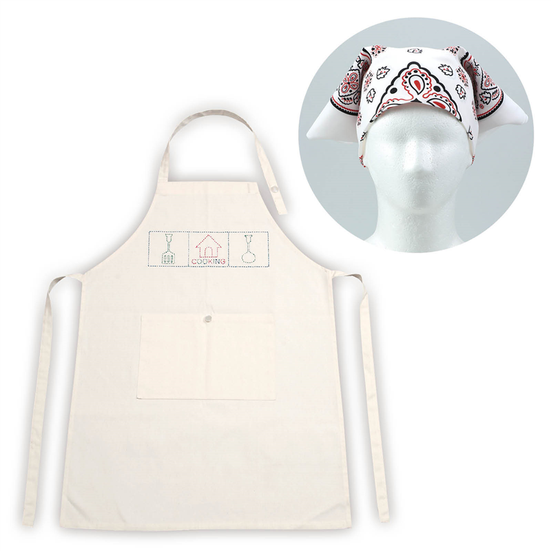 アーテック 基礎縫いエプロン きなり バンダナ白 （ご注文単位1セット）【直送品】