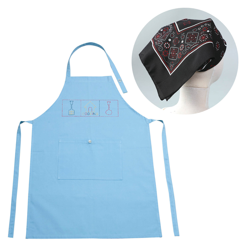 アーテック 基礎縫いエプロン ブルー バンダナ黒 （ご注文単位1セット）【直送品】